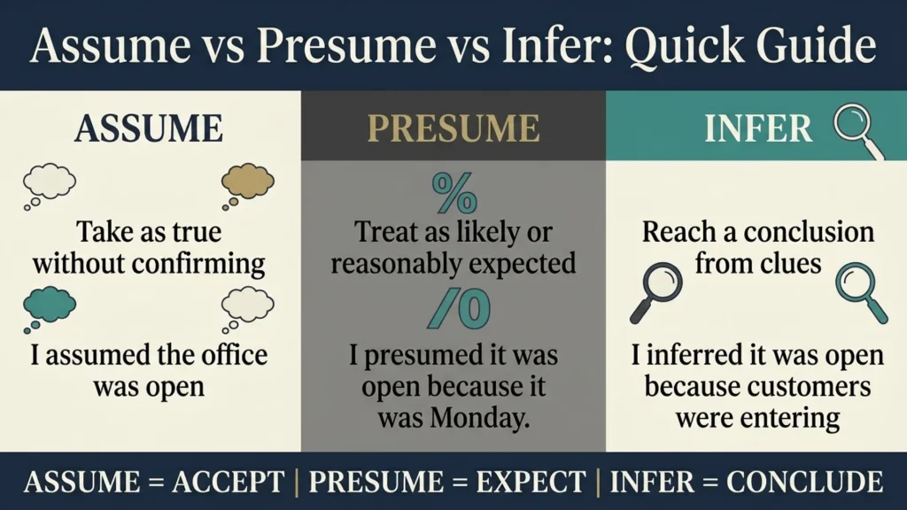 Assume vs Presume vs Infer